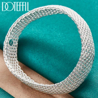 DOTEFFIL Genuine 925 Sterling Silver Braided Bangle For Women Man Wedding Engagement Party European American Bracelet Jewelry