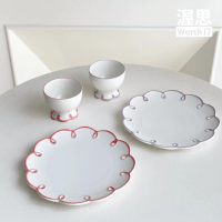 【渥思】復古波浪浮雕餐盤-粉紅(水果盤.點心盤.蛋糕盤.22.5cm)