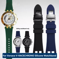 High Quality Double Notch Watch Strap For Versace V-RACECHRONO Silicone Rubber Wristband 24mm Watchband GTM Accessories Bracelet