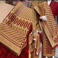songket palembang pulir benang emas