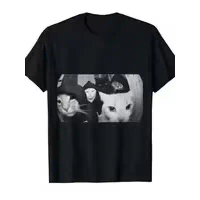 T-Shirt Corak Vintage Kucing Gangster Lucu Lelaki - Reka bentuk kucing gangster klasik, menampilkan 