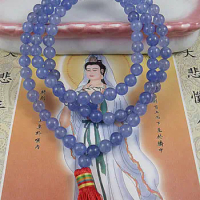8mm Tibetan Buddhism 108 Blue Chalcedony Beads Mala Necklace
