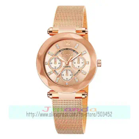 100pcs/lot geneva 683 elegance three circles geneva mesh watch wrap quartz casual wrist watch wholesale lady crystal watch