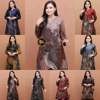 Tunik Full Kancing Batik Modern Busui Friendly Ready Ukuran M sampai Jumbo LD 120 cm