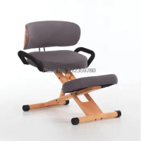 Height Adjustable Ergonomic Kneeling Chair with Back and Handle Wood Office Furniture Kneeling Posture Work Chair Knee Stool
