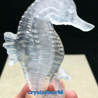 1PC Natural White Selenite Carved sea horse Quartz Crystal Gypsum healing