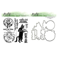 Metal Cutting Dies New 2022 Clear Stamp Scrapbooking For Card Making Cat Plays Fiddle to the Silver Moon Embossing Frame