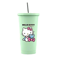 小禮堂 Hello Kitty 不鏽鋼吸管杯 750ml (綠老鼠蝴蝶結款)