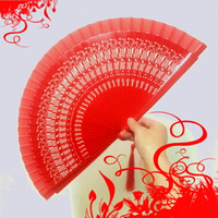一把7寸雙面古典中國風詠春扇招待紅色西班牙木扇子舞蹈跳舞