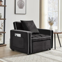 Three-in-one sofa bed chair folding sofa bed adjustable back into a sofa recliner single bed adult modern chair bed berth black