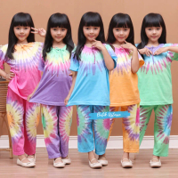 Setelan Baju Pelangi Anak Perempuan Usia 1-10 Tahun Celana Panjang Terbaru Kaos Anak