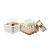 30g pearl white gold square shape acrylic jar tin pot day night cream/gel/moisturizer/essence eye serum whitening skin packing