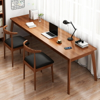 實木腿雙人書桌辦公電腦桌家用靠墻窄學生臥室長條寫字桌