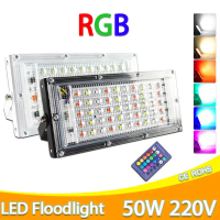 LAMPU SOROT 50W RGB MODEL TIPIS IP65 / LAMPU TEMBAK TIPIS 50 WATT RGB