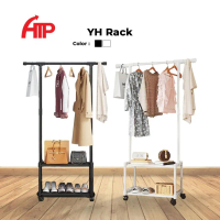 ATP Simple Coat Rack Organizer Bedroom Standing Shelf with Multiple Uses - Black/White