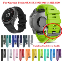 26 22mm Quick Fit Watchbands For Garmin Fenix 6X 7X 6X Pro 5X 3HR Silicone Easyfit Wrist Band for Garmin Fenix 6 7 6 945 955 965