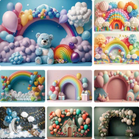 Balloon Party Background Boy Girl First Birthday Party Banner Baby Bathing Photo Photography Background Photo Studio Props