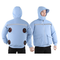 快樂購購❄️新款空調服 連帽可拆卸風扇服 男女戶外帶風扇勞保衣 降溫防晒帶風扇的衣服 4風扇衣 12V風扇外套 大風力空調服 帶風扇