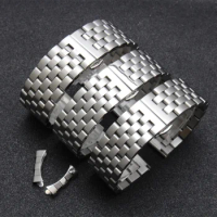 shengmeirui strap FOR IW men's watch strap Solid stainless steel bracelet 18MM 20MM 21MM 22MM Silver butterfly buckle watchband