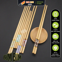 (Loại Đẹp) Combo 20 Đôi Đũa Tre Vân Đá Cao Cấp Dài 24cm Bum Bum House Chính Hãng, Đũa Ăn Cơm Cao Cấp