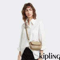 Kipling 淺卡其米色拼接翻蓋小側肩包-INAKI S