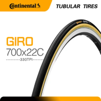 Continental Giro Tubular Tires 700C Road Bike Tire Yellow Edge 28''x 22mm（700x22C）160 TPI Folding Allround Tubular Tires