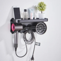 Hair Dryer Shelves Dyson Special Hair Dryer Holder Stand For Bathroom Hair Dryer Storage Rack Wall Mounted Holder Rack Accessory
