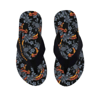 Sandal 69slam Pria Motif Bunga dan Naga Hitam Nyaman untuk Santai - Sendal size 41