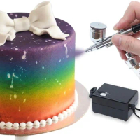 Airbrush Kit with Mini Compressor, Portable Dual Action Spray Air Brush Set or Makeup, Art Painting, Cake Decorating, Nail