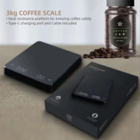 Digital Coffee Scale with Timer for Pour Over and Drip Coffee, 3kg/0.1g Espresso Scale Balance with Tare Function LED Display