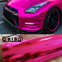Premium Stretchable Mirror Chrome Rose Red Vinyl Car Wraps Foils DIY Styling Wrapping Sticker With Air Bubble Free