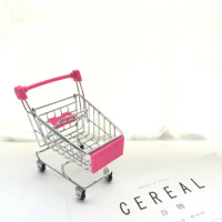 Mini shopping cart craft accessories small supermarket trolley metal model egg toy