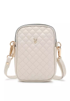 PLAYBOY BUNNY Women's Quilted Sling Bag / Crossbody Bag - White