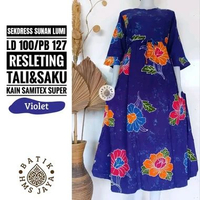 Sekdress Sunan Lumi Midi Dress Petite Girl Gamis Mungil Batik Pekalongan Cap Violet