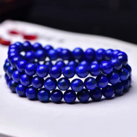 Natural Raw Ore Lapis Lazuli 108 Beads Green Bracelet
