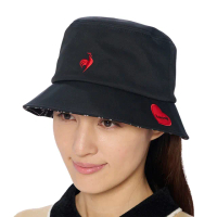 【LE COQ SPORTIF 公雞】官方直營 高爾夫系列 女款黑色愛心設計基本款漁夫帽 高爾夫球帽QLU0J173