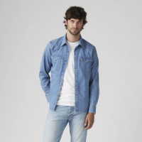 【LEVIS 官方旗艦】男款 BARSTOW WESTERN長袖丹寧牛仔襯衫 上衣 人氣新品 85744-0082