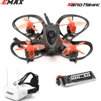EMAX Nanohawk 65mm 1S Whoop FPV Beginner Indoor Racing Drone BNF FrSky D8 Runcam Nano3 Camera 25mw VTX 5A Blheli_S 5.8G FPV Glas