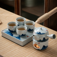 手繪遠山整套功夫茶具套裝溫茶器蠟燭加熱保溫茶爐泡茶器日式家用