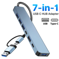 7 In 1 USB C HUB with USB 3.0 USB 2.0 Docking Station High Speed Transmission Multi-Ports PD Charging for PC/Laptops/MacBook Pro