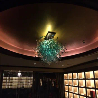 Customized Hotel Lobby Deco LED Blown Glass Chandelier Lights Modern Led Chandeliers Ceiling Lamp