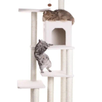 Armarkat 68-in real wood Cat Tree &amp; Condo Scratching Post Tower, Ivory tower cat tree house