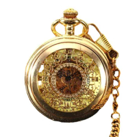 Exquisite automatic mechanical pocket watch, carved pocket watch, retro flip necklace, wall mounted watch