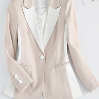 Yitimuceng Formal Blazer Jacket for Women Autumn Winter 2023 New Korean Fashion Long Sleeve Single Breasted Striped Office Coats