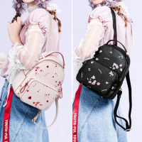 JUST STAR PU Leather Ladies Double Shoulder Bags High Quality Fashion Flowers Printing Romantic Women's Backpack