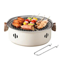 tea-cooking stove Grill Stainless Steel BBQ Grill Charcoal with Wooden Handle &amp; Net Lifter Portable Table Top Grill Charcoal for