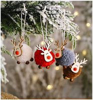 麋鹿造型聖誕毛球吊飾 聖誕樹小裝飾 5x5cm【JoWoJJ】