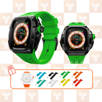 Y24 Apple Watch 49mm 不鏽鋼防水保護殼 黑錶殼/綠錶帶