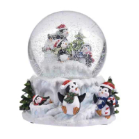 Musical Snow Globe Adorable Penguin Figurines Snow Globe Christmas Globe Crystal Ball Snowing Music Box Christmas Gift