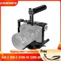 CAMVATE Camera Cage Rig With Top Cheese Handle&amp;15mm Rod Support System For Sony a7 II,a7R II,a7S II,a7 III,a7R III,A7R4,a9Series